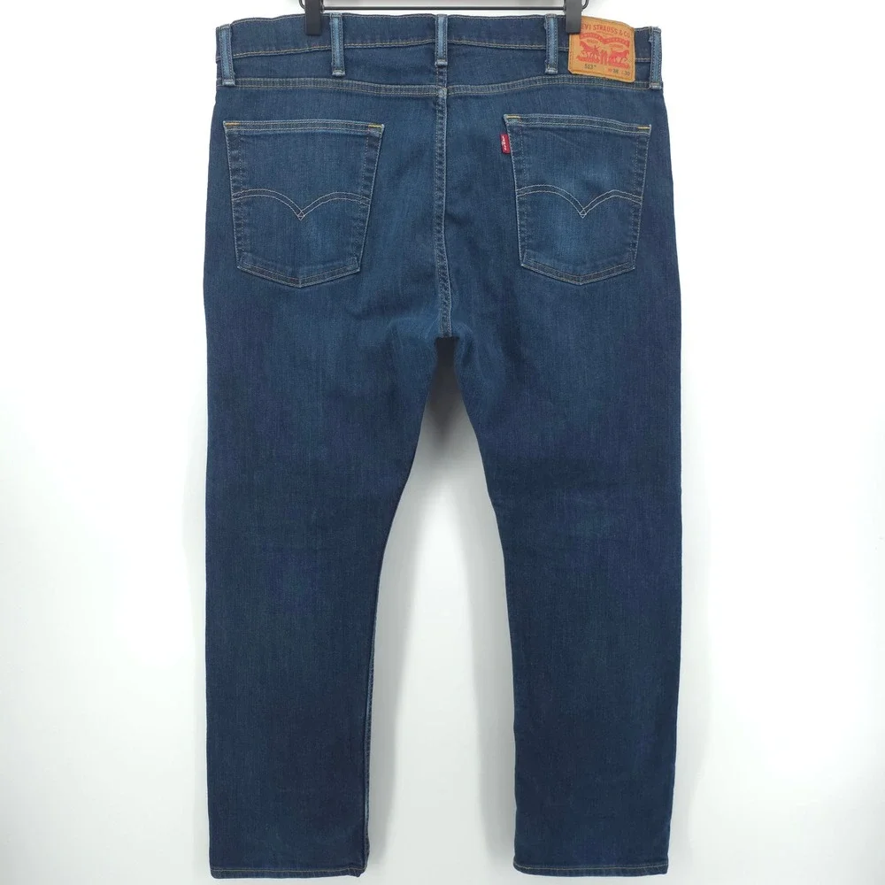 Levi's‎ Mens Jeans 513 Slim Straight 38x30 Blue Dark Wash Denim Classic